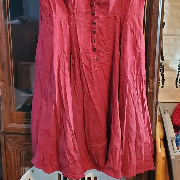 Modcloth x Collectif Burgundy Cherished Era Shirt Dress / Collectif Caterina - Picture 3 of 11